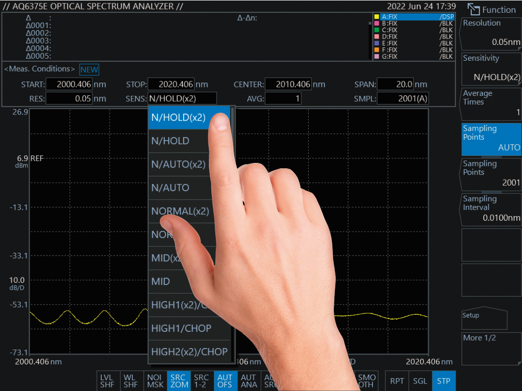 LCD Touchscreen AQ6380 Optical Spectrum Analyzer | Yokogawa Test&Measurement